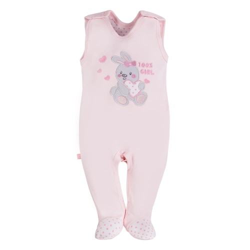 Розови бебешки гащеризони за сън с зайче