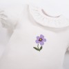 Body dziecięce z krótkim rękawem ecru z haftem kwiatuszka