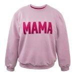 Суичърт с надпис MAMA в цвят вереск с бордова бродерия