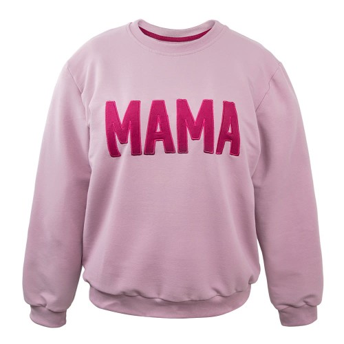 Суичърт с надпис MAMA в цвят вереск с бордова бродерия