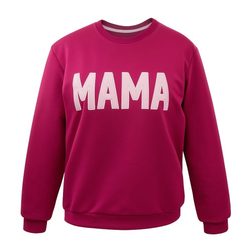 Суичър с надпис MAMA в бордо с бродерия в цвят хедер