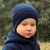 Детски шал от мериносова вълна, тъмносин