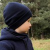 Детски шал от мериносова вълна, тъмносин