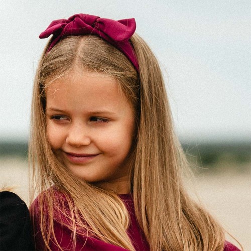Лента за глава за деца с панделка в бордо