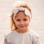 Детска лента за глава с панделка, бежова