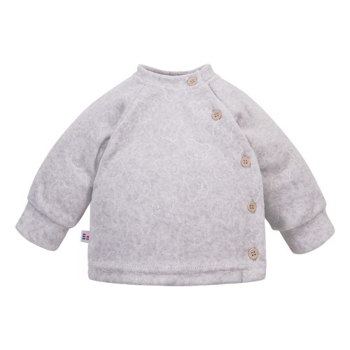 Baby side-fastened kimono shirt grey with bears made of velour