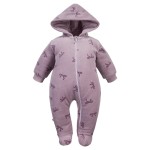 Baby zip-up hooded snowsuit heather with bows
