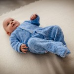 Сини бебешки гащеризони с мечета от велур