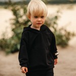 Детска суитшърт с качулка, черна