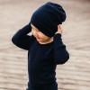 Детска шапка от мерино в тъмно синьо