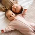 Pink merino kids romper growing with your child
