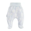 Baby bamboo set bodysuit and footed pants blue with feathers