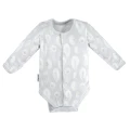 Baby bamboo set bodysuit and footed pants grey with feathers