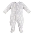 Baby bamboo set sleepsuit, bodysuit and footed pants grey with feathers