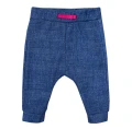 Girls set pink blouse with tulle ruffle and denim-style pants