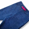 Girls set pink blouse with tulle ruffle and denim-style pants