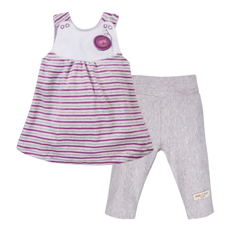 Purple tunic and grey leggings set