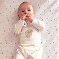 Baby set: bodysuit, sleepsuit and footed pants in ecru