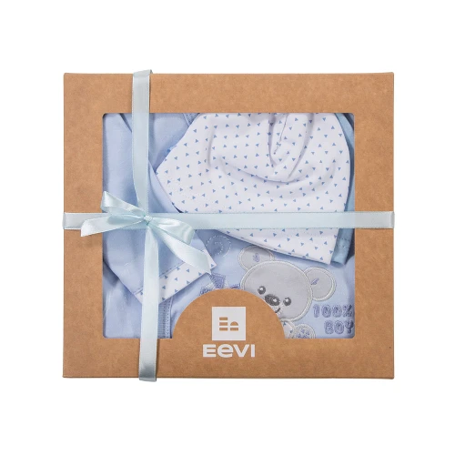 Baby set: bodysuit, sleepsuit and footed pants in blue