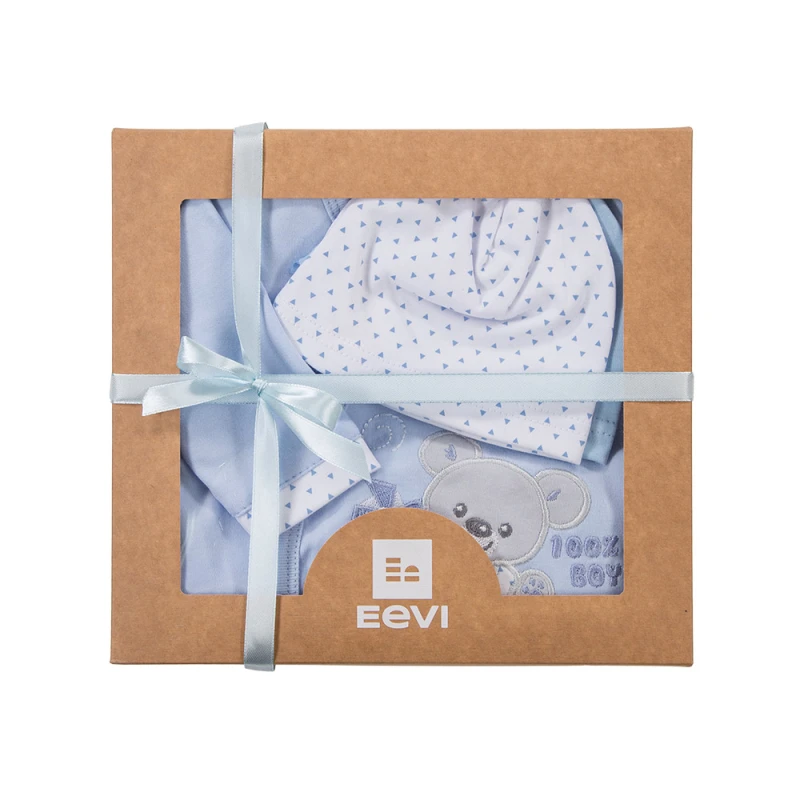 Baby set: bodysuit, sleepsuit and footed pants in blue