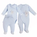 Baby set: bodysuit, sleepsuit and footed pants in blue