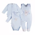 Baby set bodysuit, sleepsuit and jacket in blue