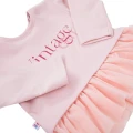 Girls' set with tunic featuring tulle frill and rose print leggings