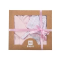 Pink baby set with bodysuit, sleepsuit, footed pants and hats