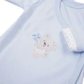 Blue baby set with bodysuit, sleepsuit, footed pants and hats