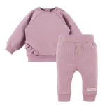 Heather ribbed leggings and ruffle sweatshirt set
