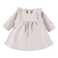Dress with ruffles and bow headband set beige