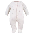 Baby set: bodysuit, footed pants, hat and floral cream sleepsuit