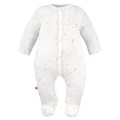 Baby set: bodysuit, footed pants, hat and ecru sleepsuit with stars