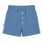 Blue muslin shorts with buttons