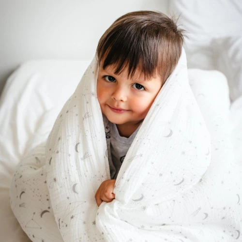 Muslin bedding set with filling ecru with stars