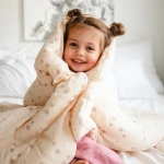 Muslin bedding set with filling beige with bear motif