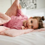 Muslin bedding set with filling pink with delicate flowers