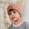 Кафява детска шапка с бродерия на таралеж