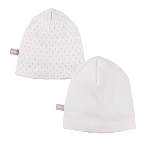 2-pack baby hat ecru/white