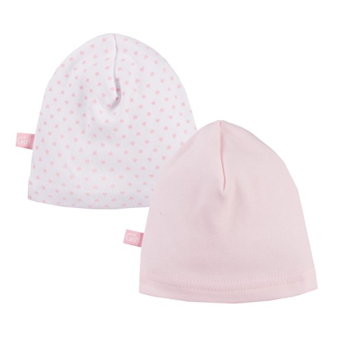 2-pack baby hat pink/white