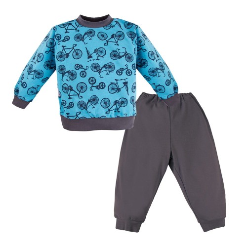 Pajamas with bicycles blue/gray