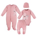 Комплект за новородено MELLOW, 4 части, розов