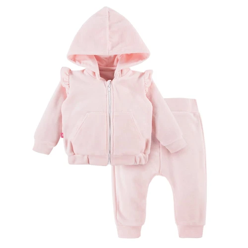 Velour tracksuit with frill pastel pink