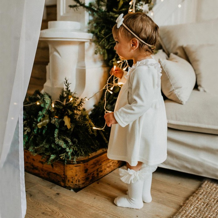 Sukienka elegancka dla dziewczynki ecru