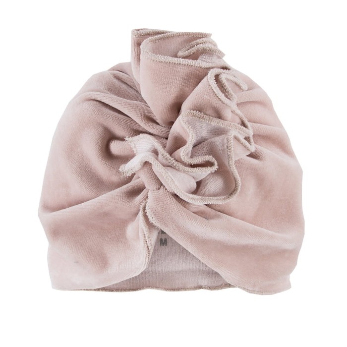 Turban dziecięcy welurowy beżowy
