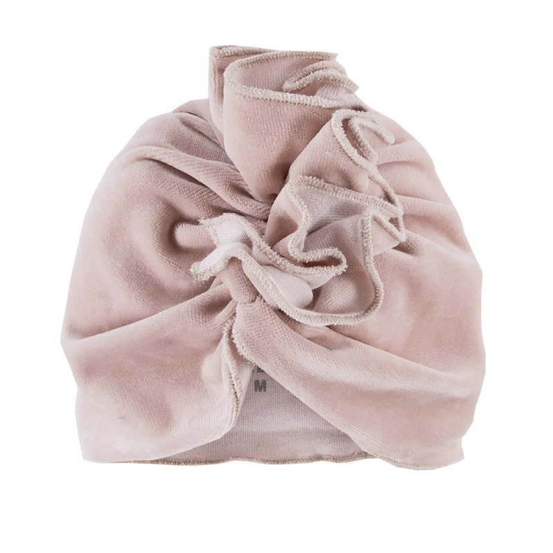 Turban dziecięcy welurowy beżowy
