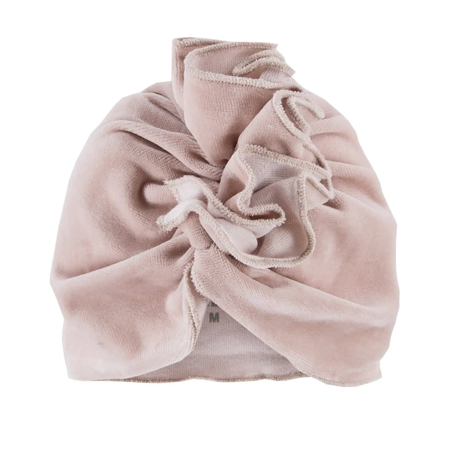 Turban dziecięcy welurowy beżowy