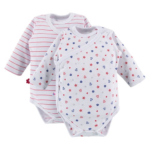 Cardigan bodysuits 2-pack white
