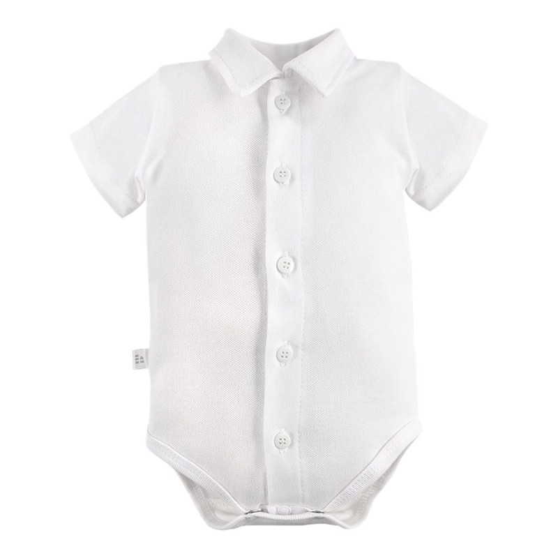 Bodysuits short sleeve cardigan with collar white