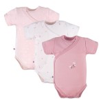 Cardigan bodysuit 3-pack with flower pattern
